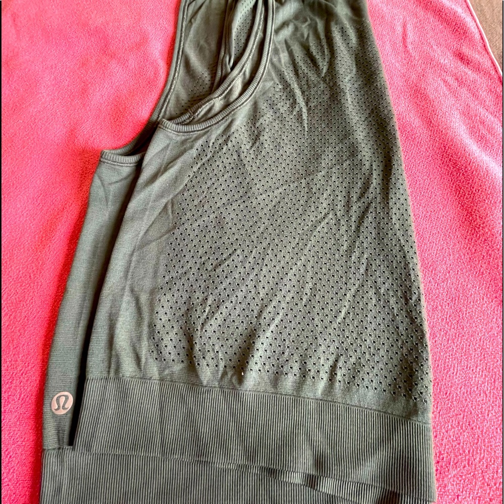 Military green Lululemon tank top.